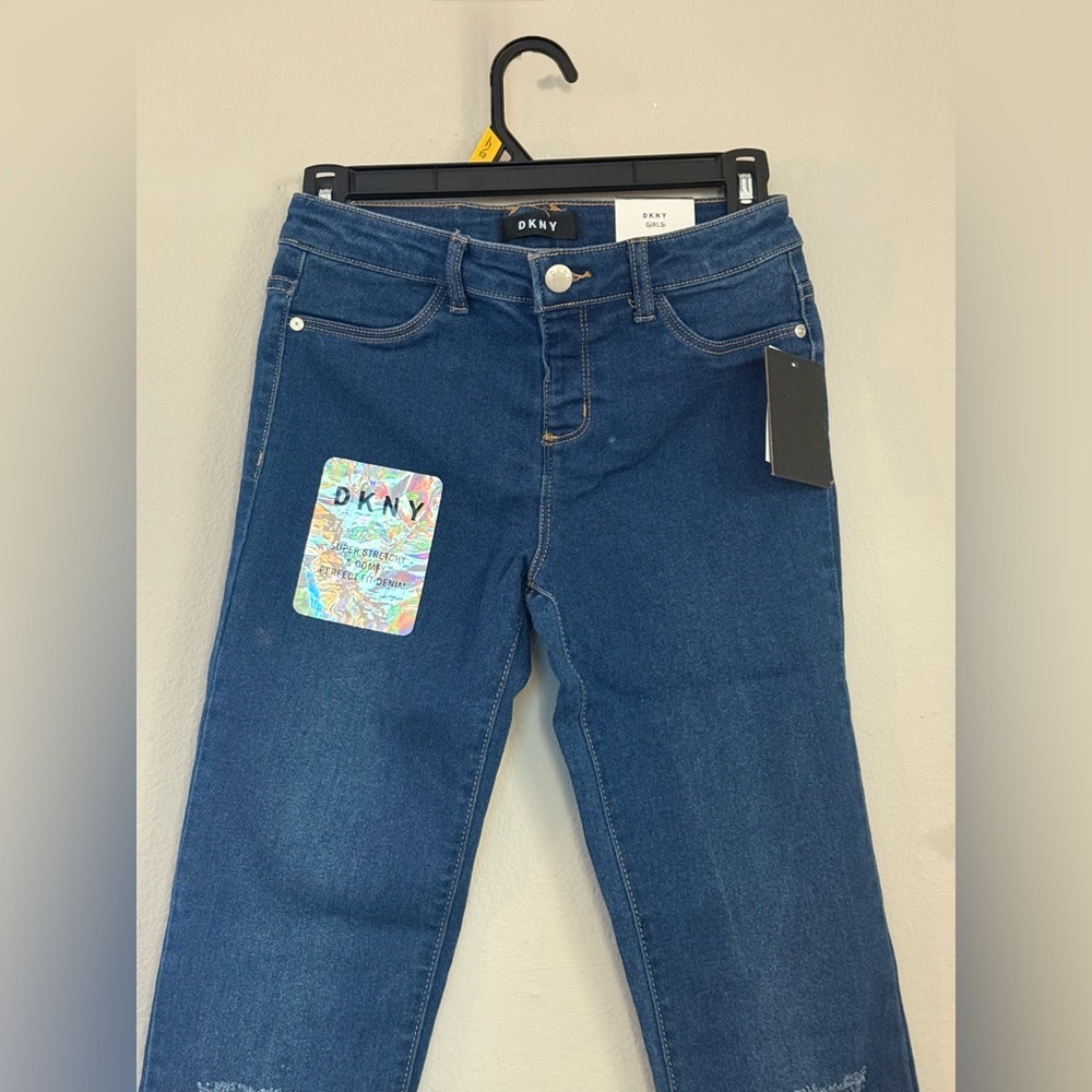 Girls Jeans Size 14 Blue Skinny Stretch Denim Distressed NWT” DKNY mtp(13) - Picture 3 of 9